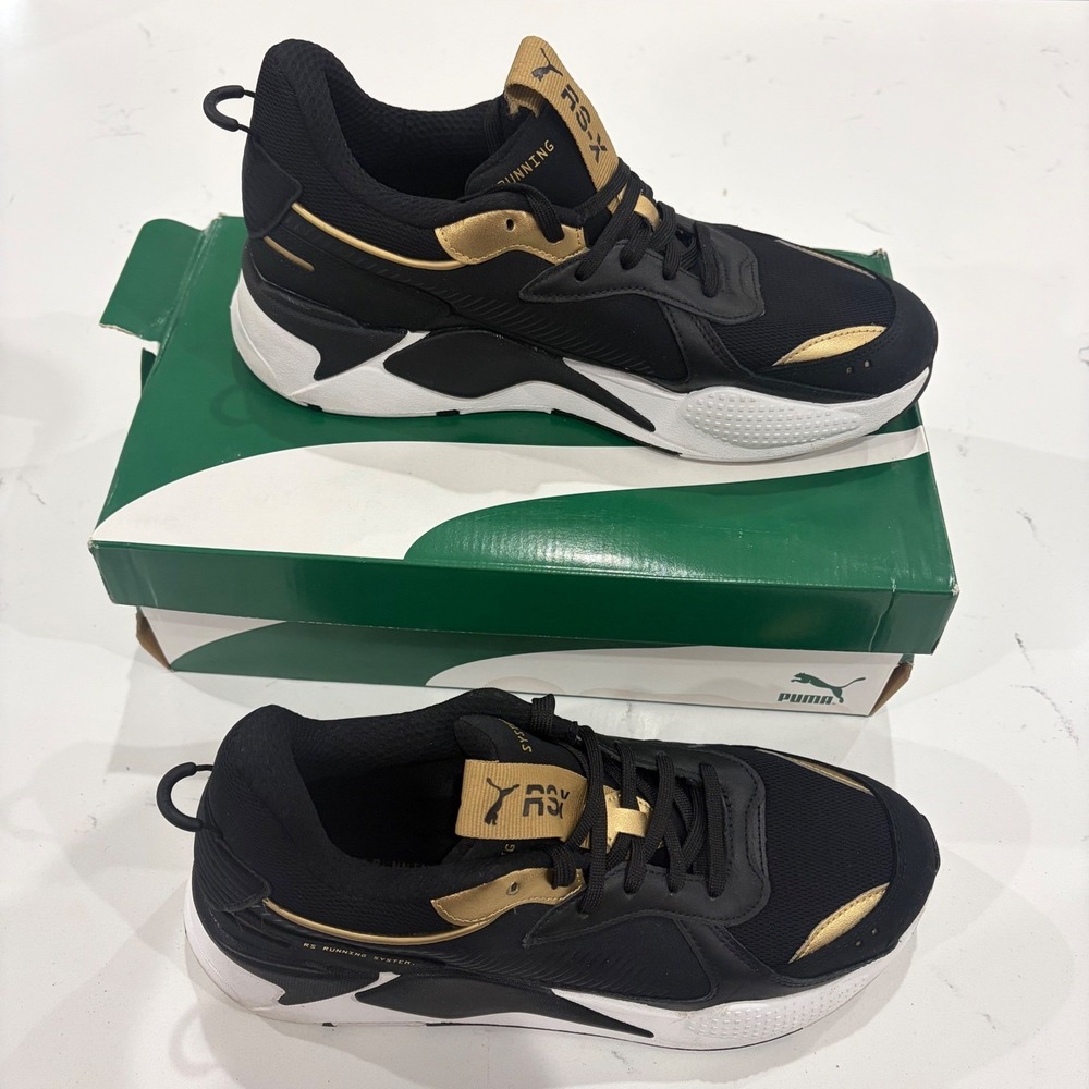 Puma RS-X Trophy Mens Sneakers Black Team Gold 369451-01 Size 12